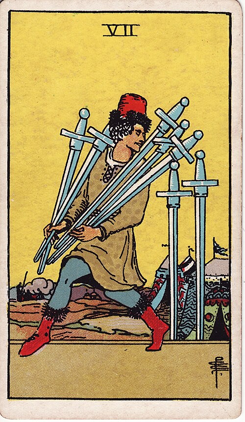 The Seven of Swords tarot card